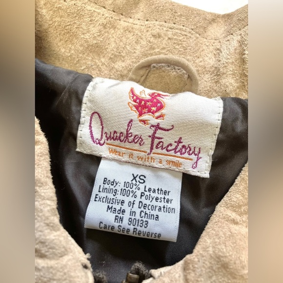 The Quacker Factory Suede Leather Jacket Embroidered Safari Size XS African - Picture 12 of 13